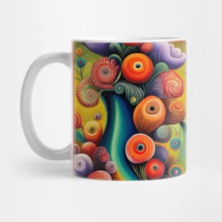 Surrealistic Woman with Cute Abstract Flowers Still Life Painting Mug